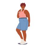 illustration of curvy model in fun outfit